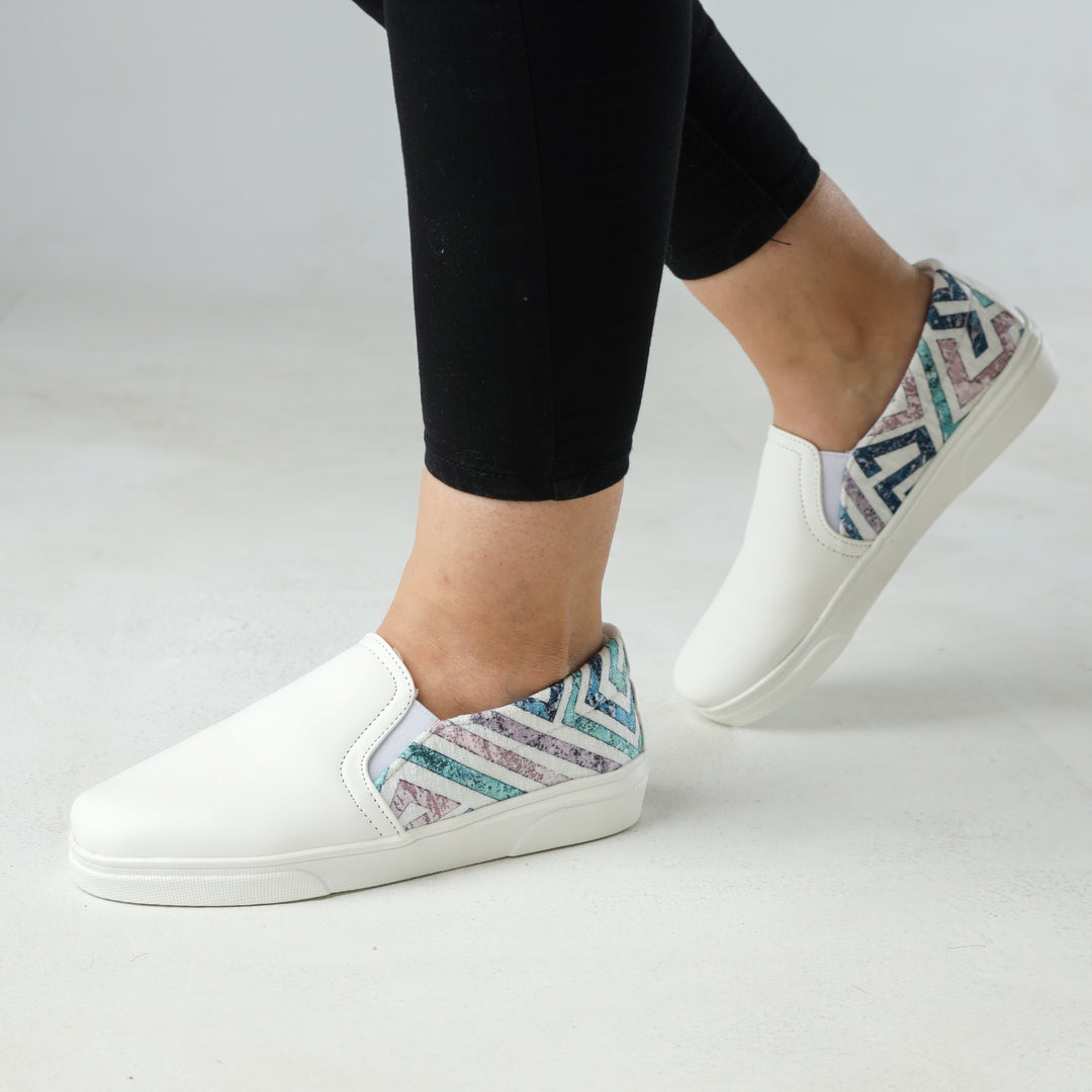 White Maze Slip On Sneakers