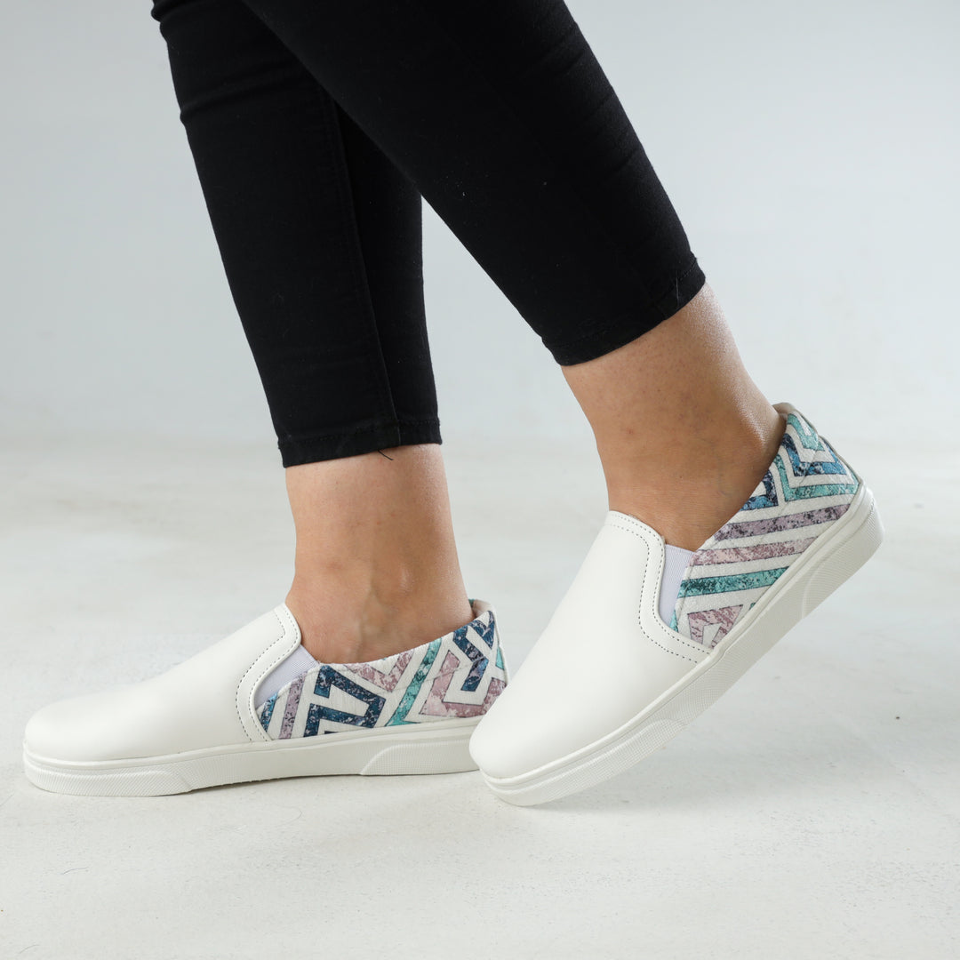 White Maze Slip On Sneakers