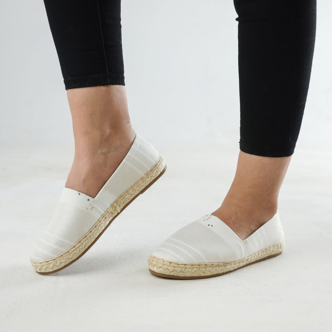 White Sportiv Fabric Slip On Espadrilles