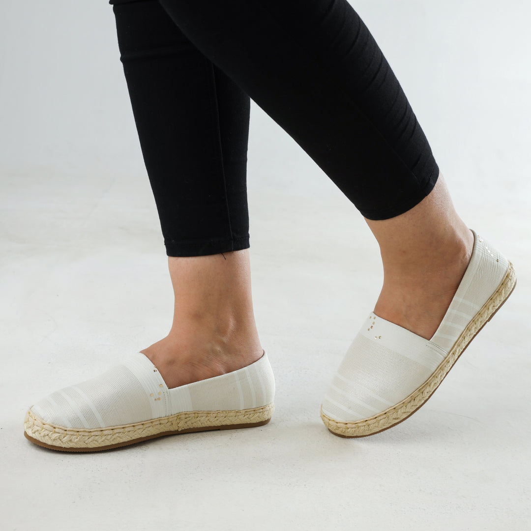 White Sportiv Fabric Slip On Espadrilles