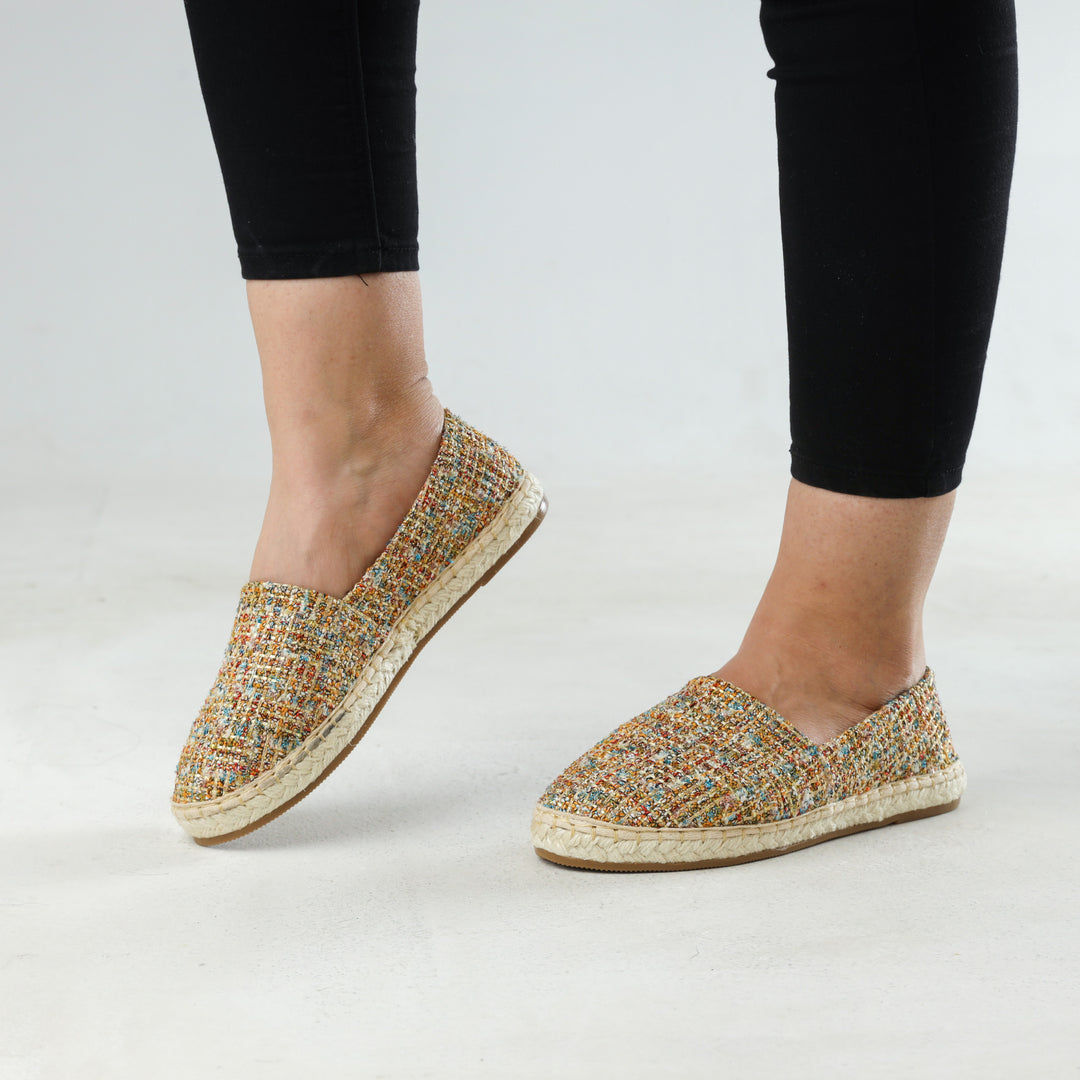 Colorful Glittery Slip On Espadrilles