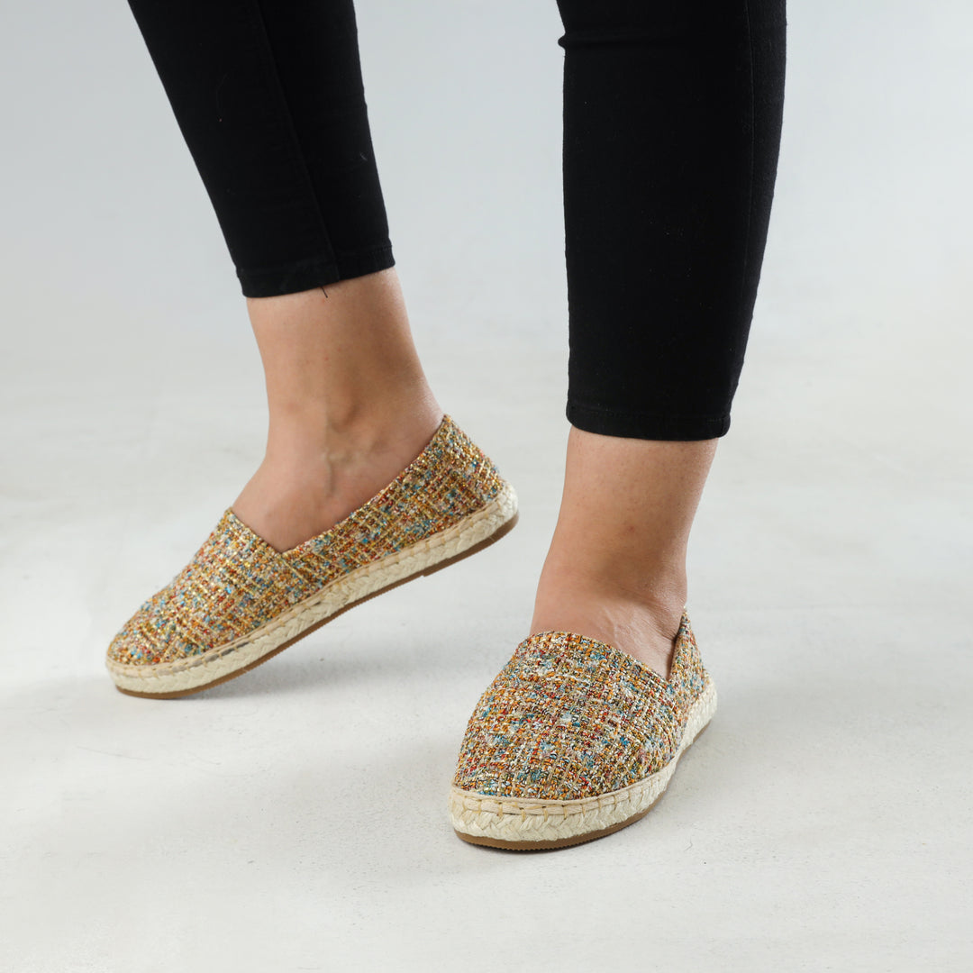 Colorful Glittery Slip On Espadrilles