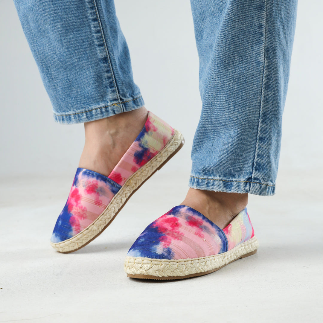 Spotty Fabric Slip On Espadrilles