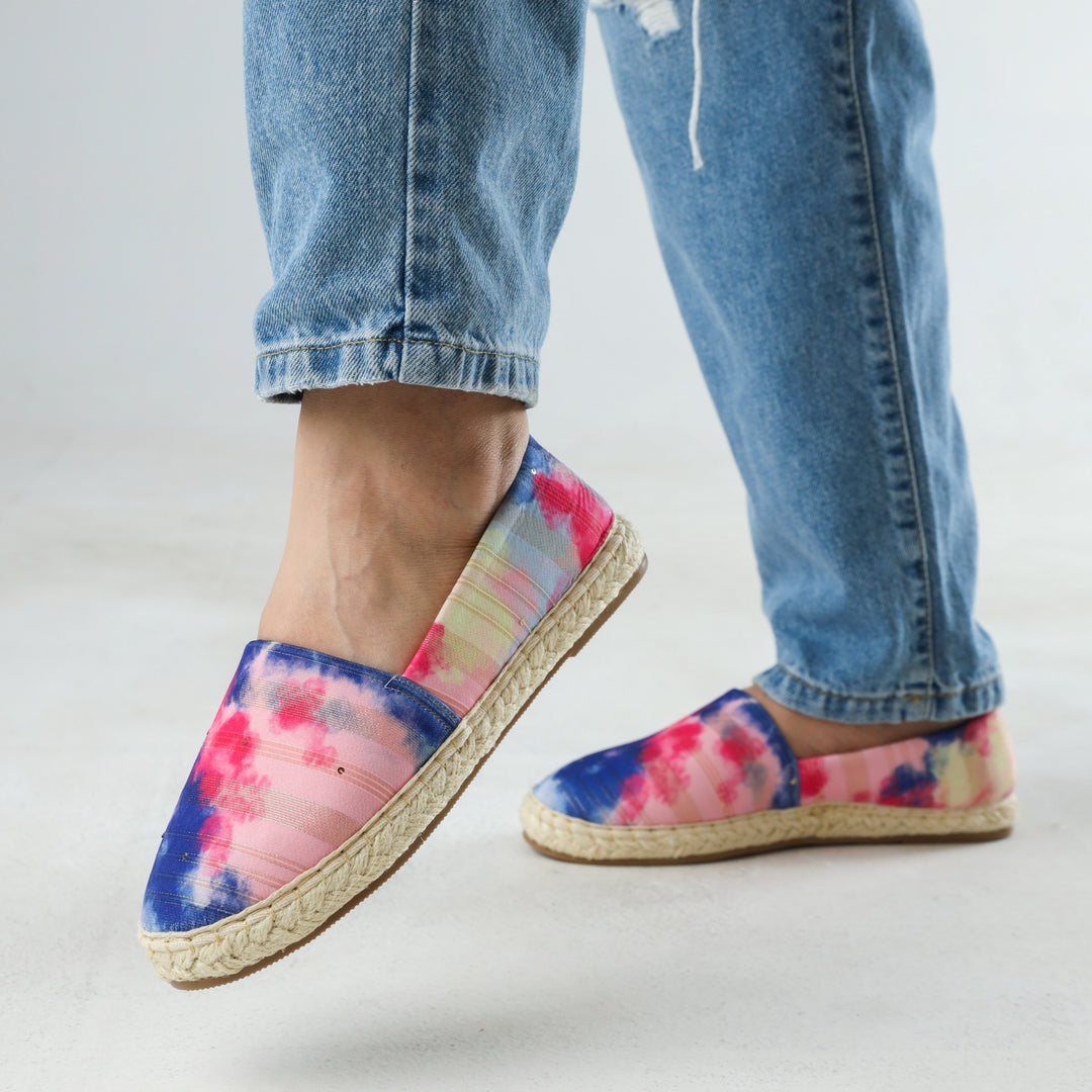 Spotty Fabric Slip On Espadrilles