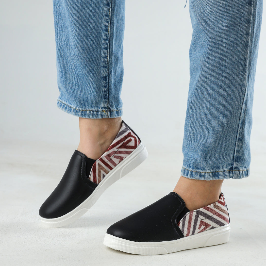 Black Maze Slip On Sneakers