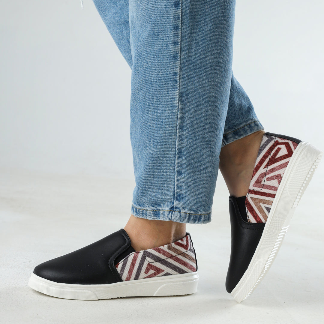 Black Maze Slip On Sneakers