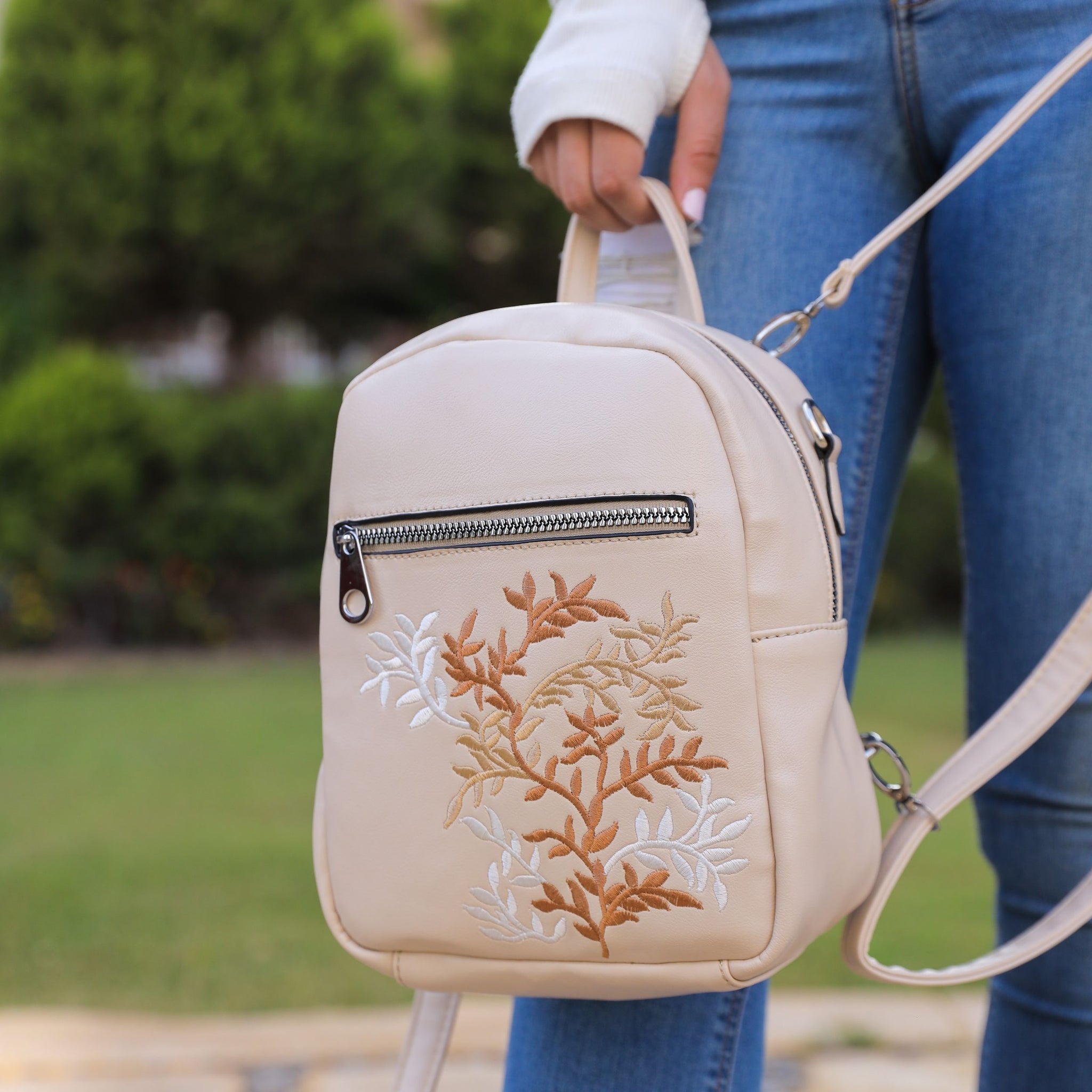 Botanical Beige Mini Backpack