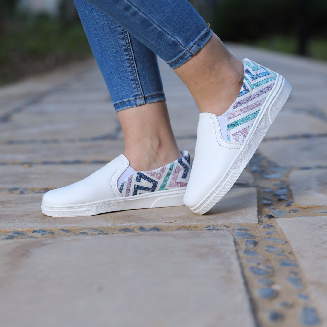 White Maze Slip On Sneakers