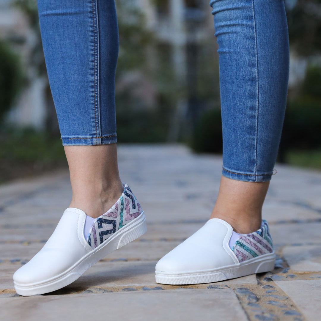 White Maze Slip On Sneakers