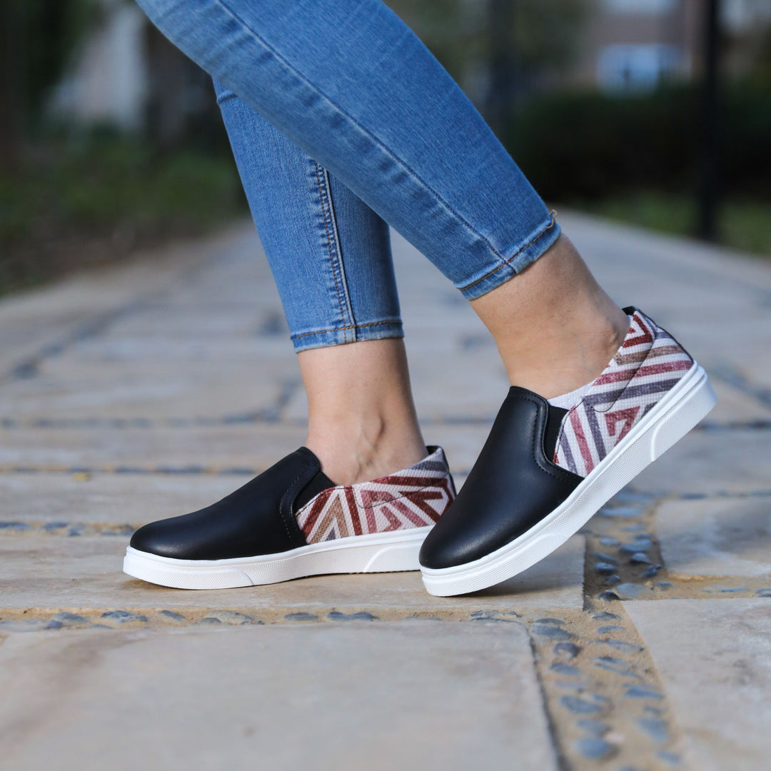 Black Maze Slip On Sneakers