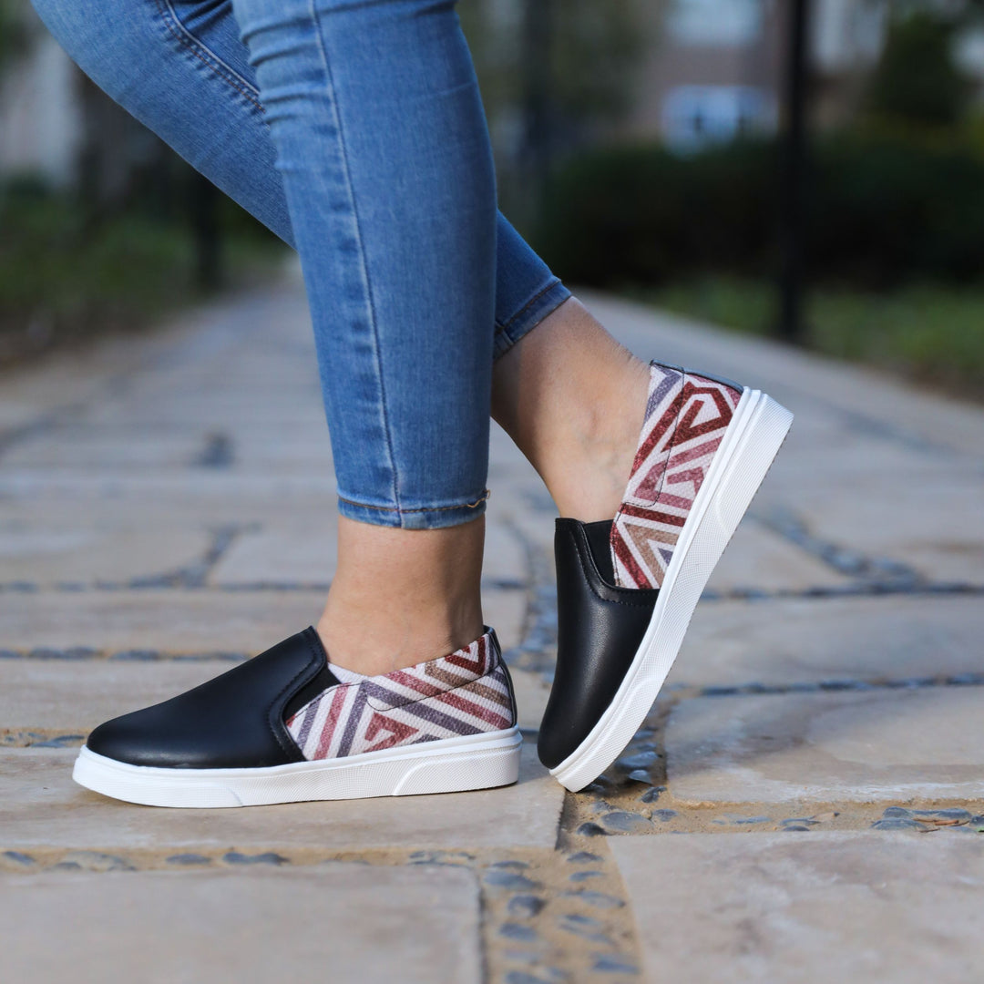 Black Maze Slip On Sneakers