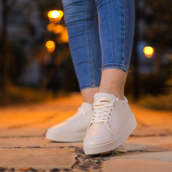 Basic Everyday Casual Plain Sneakers - Beige