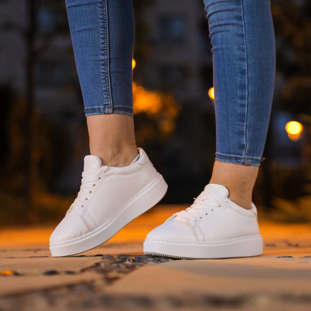 Basic Everyday Casual Plain Sneakers - White