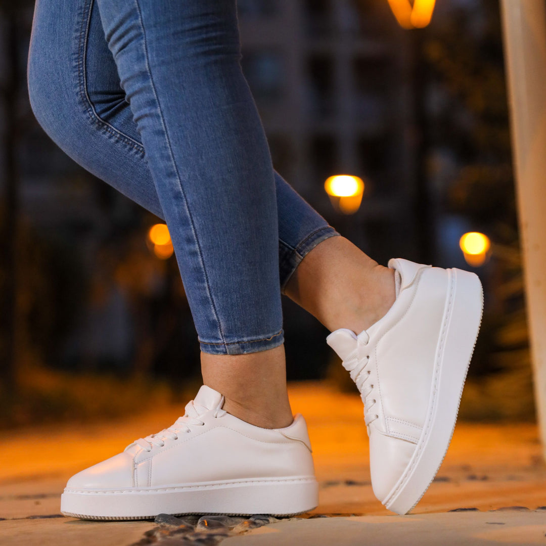 Basic Everyday Casual Plain Sneakers - White