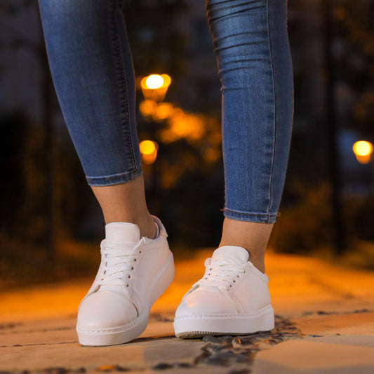 Basic Everyday Casual Plain Sneakers - White