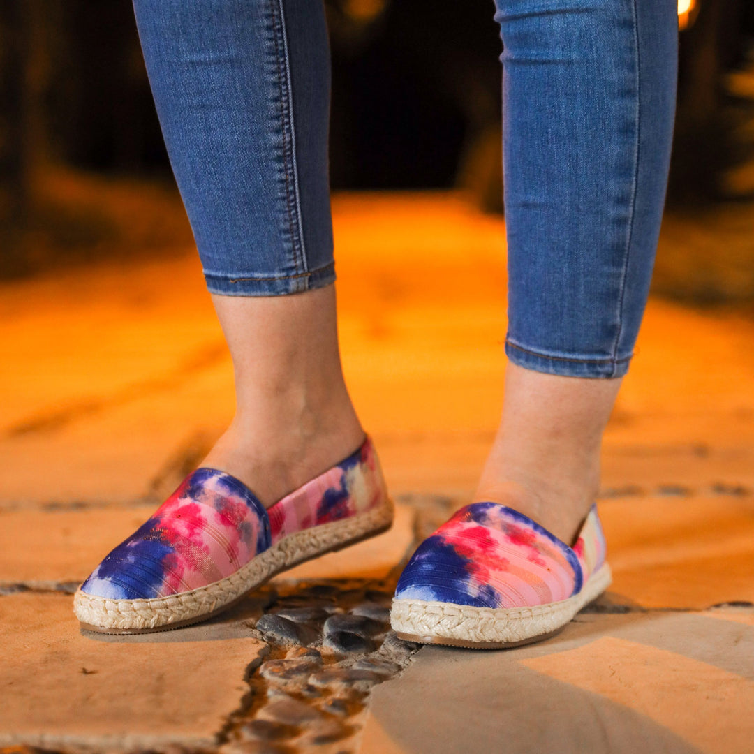 Spotty Fabric Slip On Espadrilles