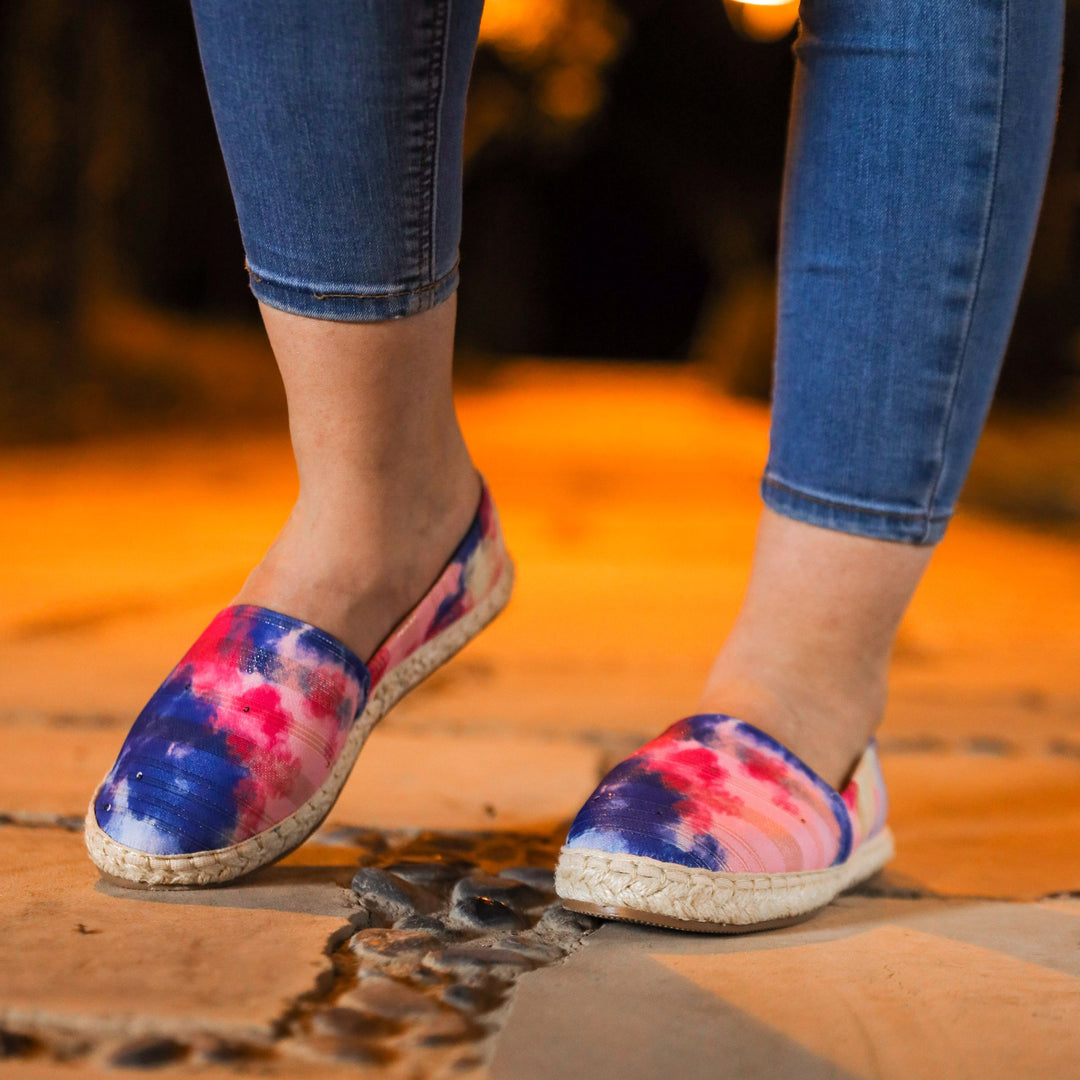 Spotty Fabric Slip On Espadrilles