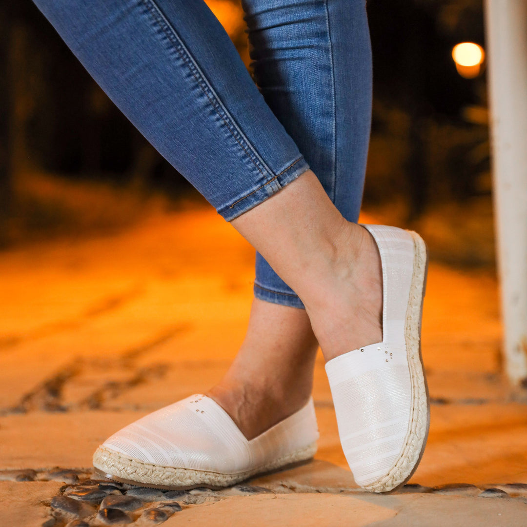 White Sportiv Fabric Slip On Espadrilles