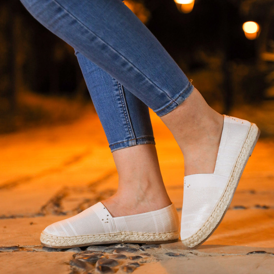 White Sportiv Fabric Slip On Espadrilles