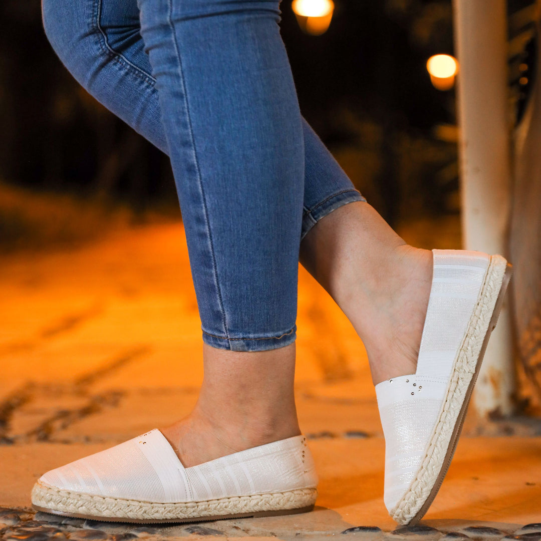 White Sportiv Fabric Slip On Espadrilles