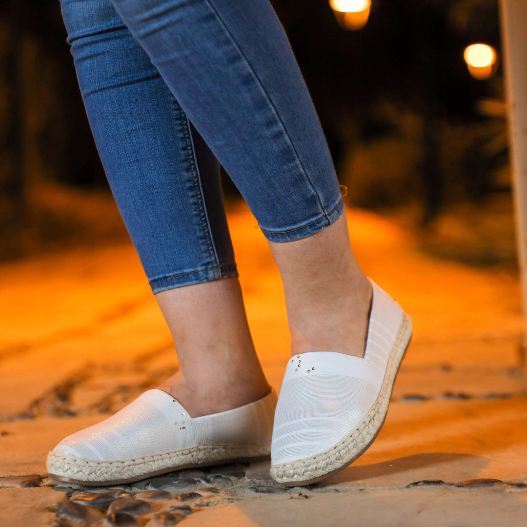 White Sportiv Fabric Slip On Espadrilles