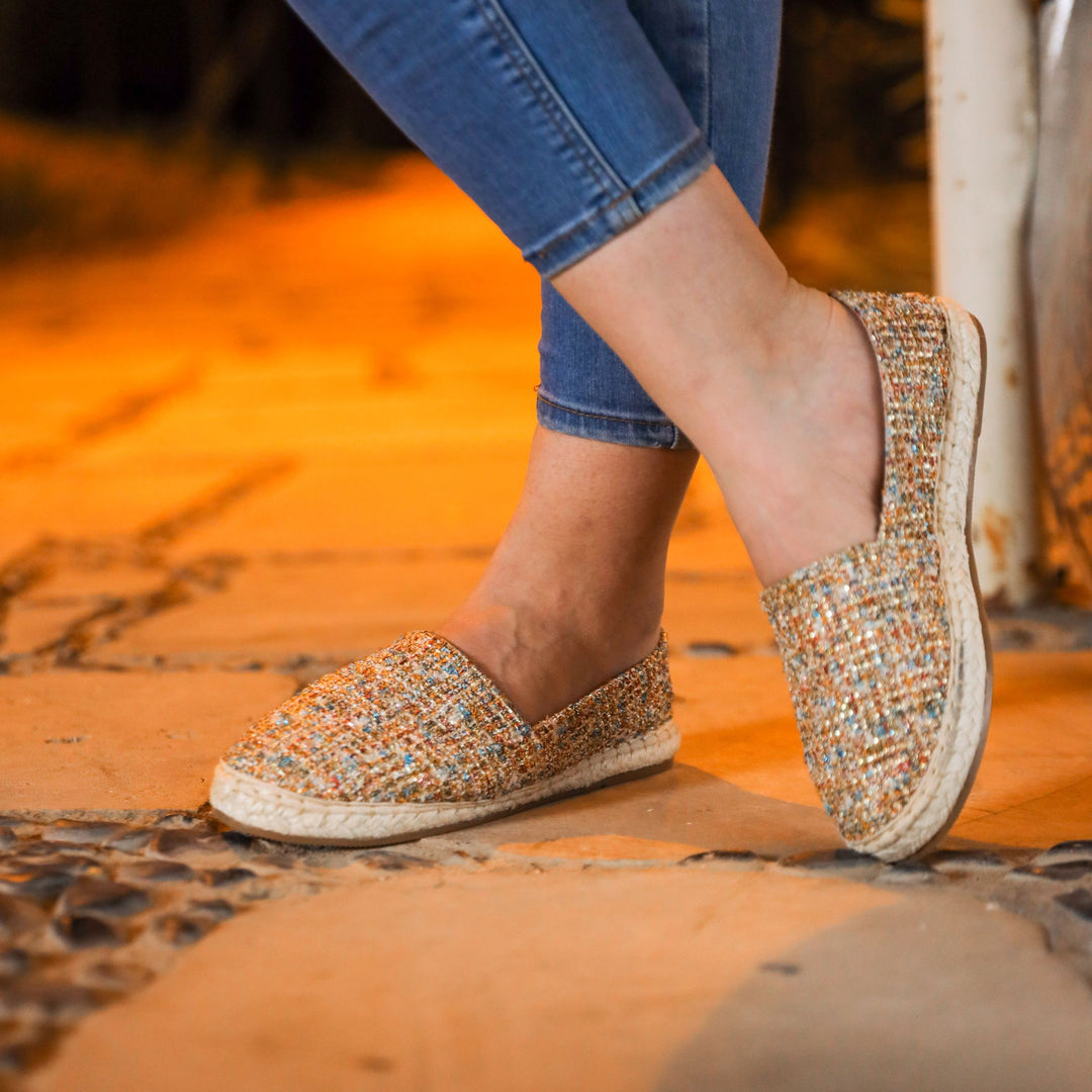 Colorful Glittery Slip On Espadrilles