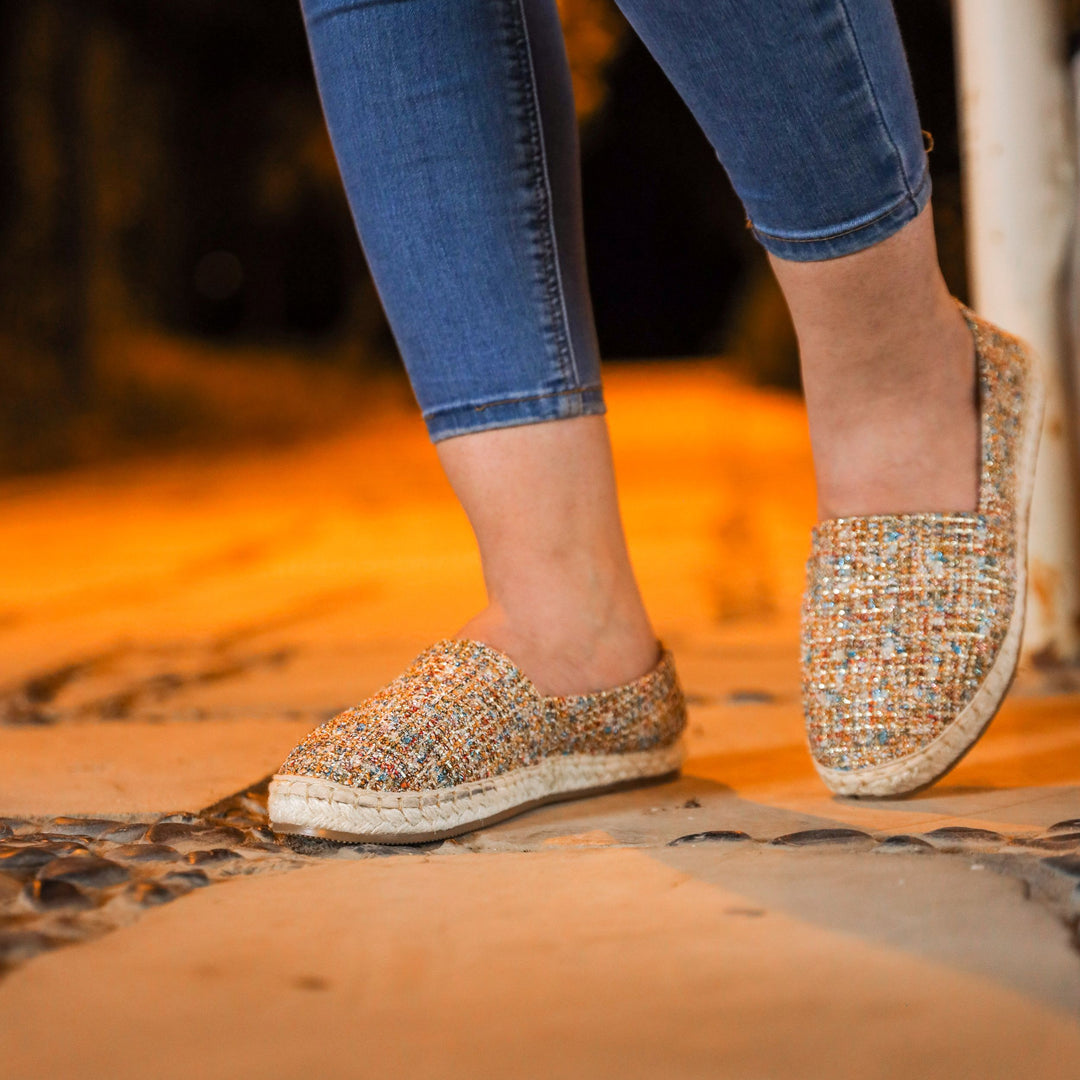 Colorful Glittery Slip On Espadrilles