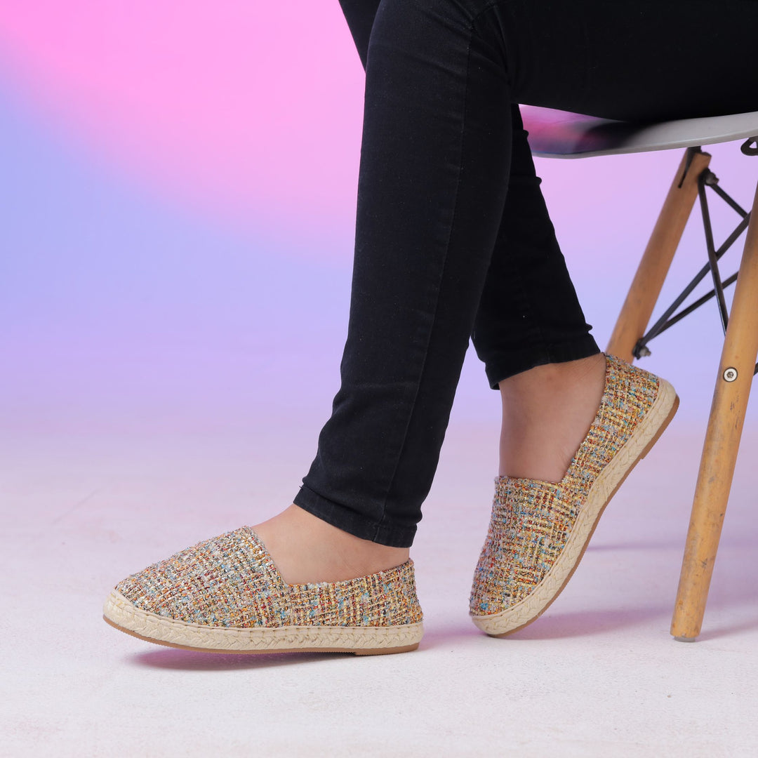 Colorful Glittery Slip On Espadrilles