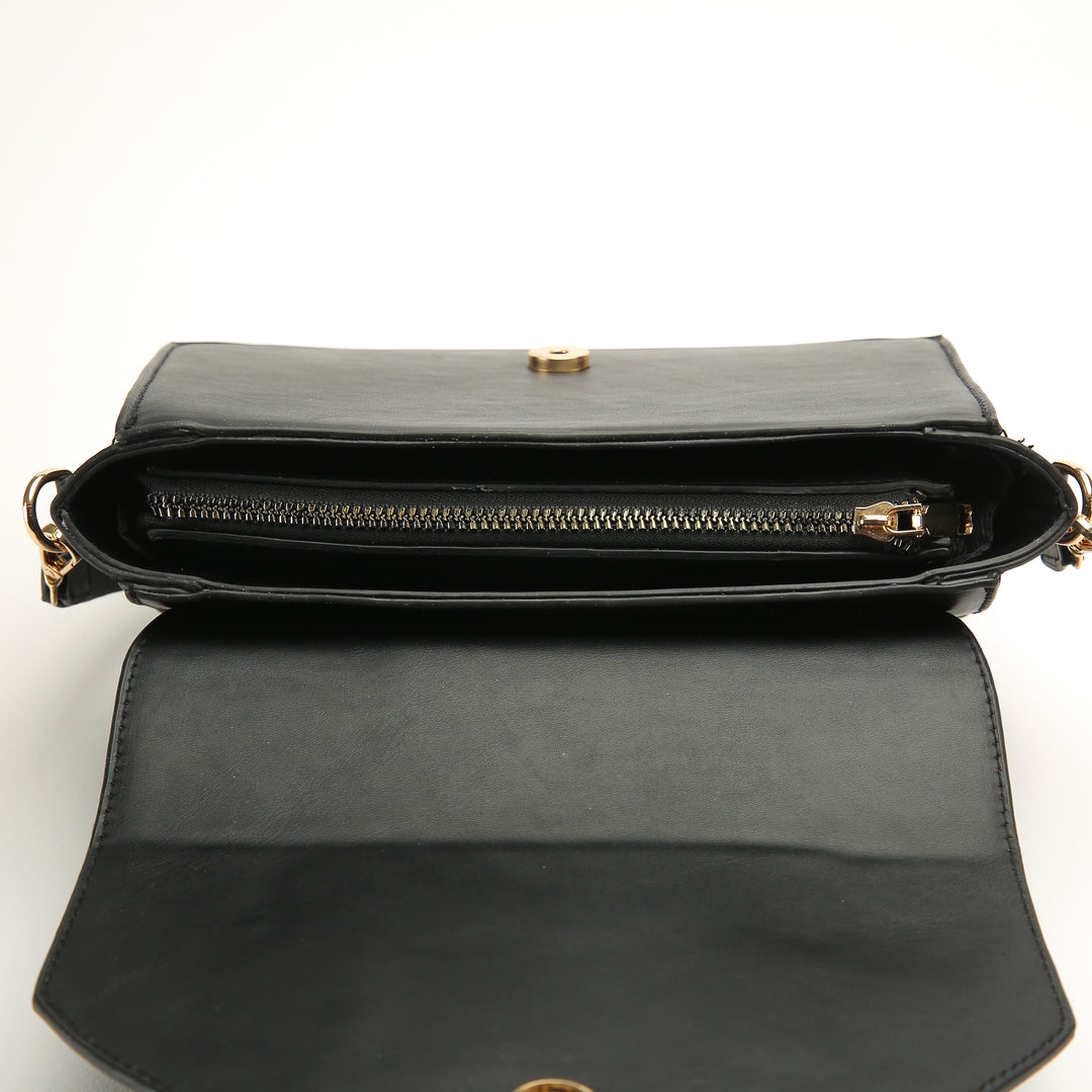 Elegance Embroidered Crossbody Bag - black