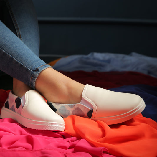 White and blue Slip On Sneakers