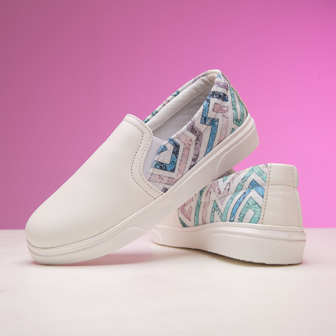 White Maze Slip On Sneakers