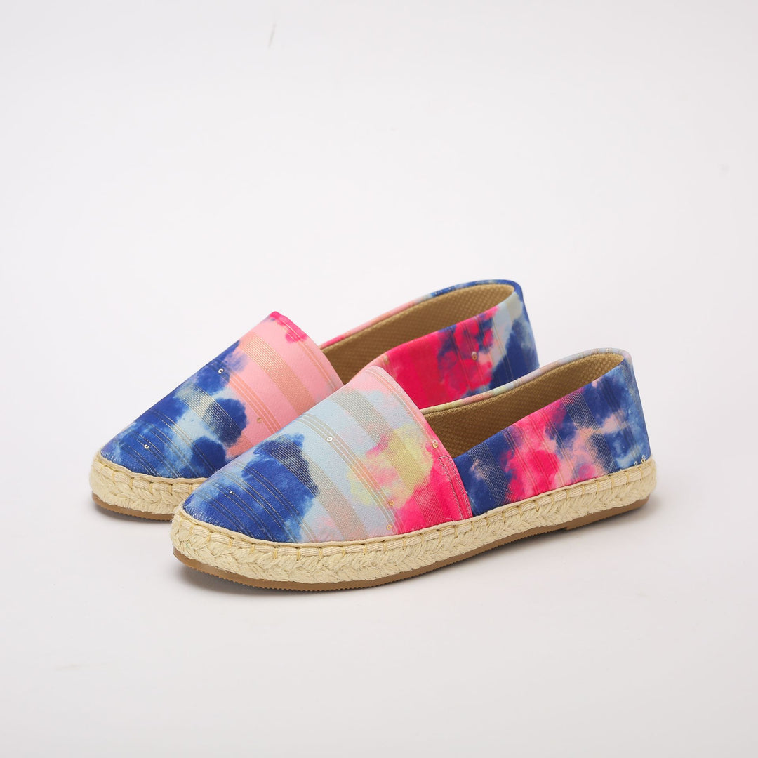 Spotty Fabric Slip On Espadrilles