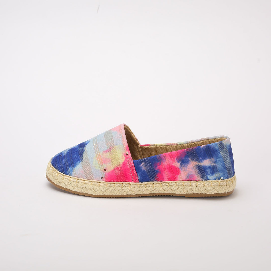 Spotty Fabric Slip On Espadrilles