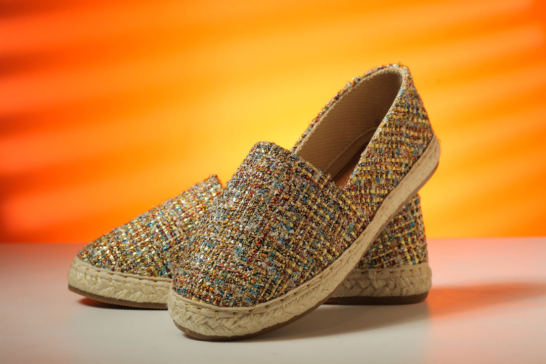 Colorful Glittery Slip On Espadrilles