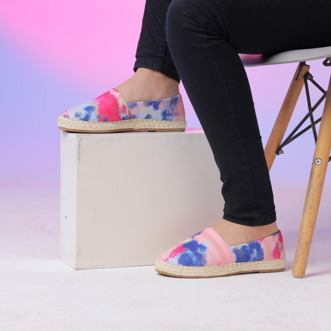 Spotty Fabric Slip On Espadrilles