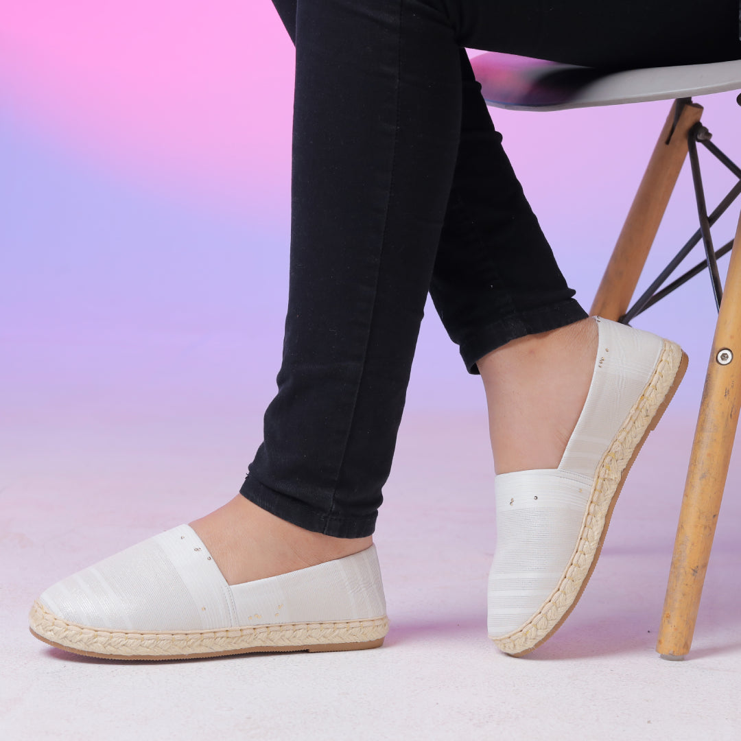 White Sportiv Fabric Slip On Espadrilles