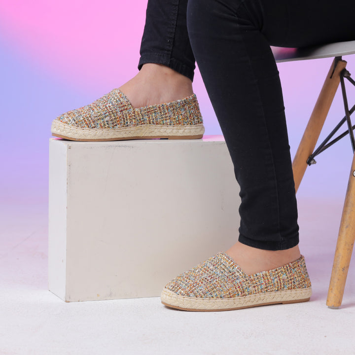 Colorful Glittery Slip On Espadrilles